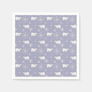 Christmas pattern with polar bears and snowflakes napkin