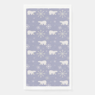 Christmas pattern with polar bears and snowflakes napkin