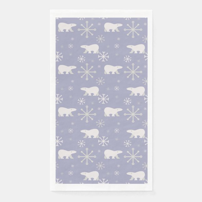 Christmas pattern with polar bears and snowflakes napkin (Front)
