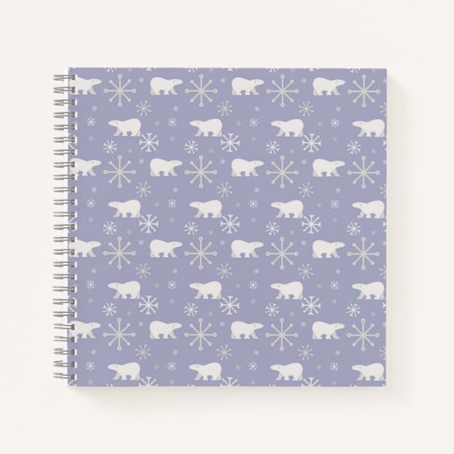 Christmas pattern with polar bears and snowflakes notebook (Front)