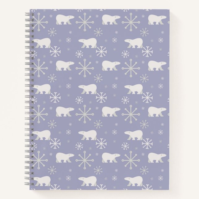 Christmas pattern with polar bears and snowflakes notebook (Front)