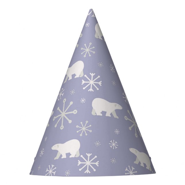 Christmas pattern with polar bears and snowflakes party hat (Front)