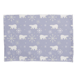 Christmas pattern with polar bears and snowflakes pillowcase