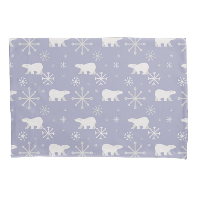 Christmas pattern with polar bears and snowflakes pillowcase (Front-Left)