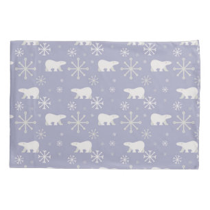 Christmas pattern with polar bears and snowflakes pillowcase