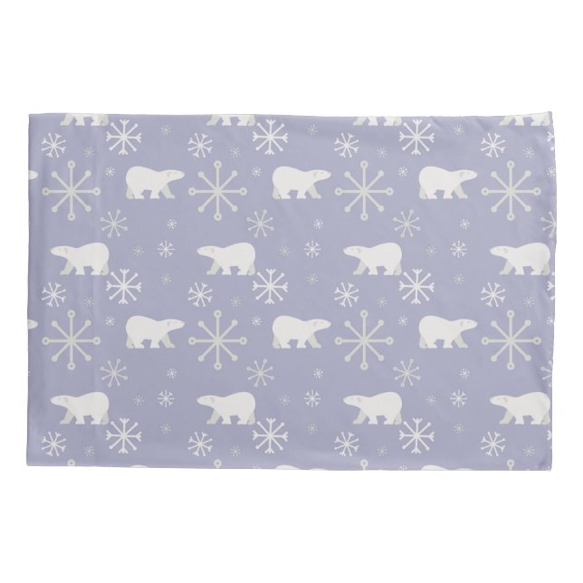 Christmas pattern with polar bears and snowflakes pillowcase (Back)