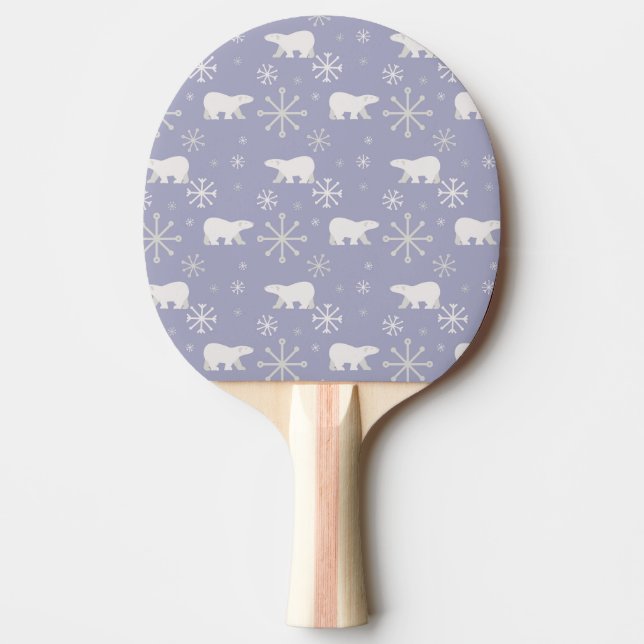 Christmas pattern with polar bears and snowflakes ping pong paddle (Front)