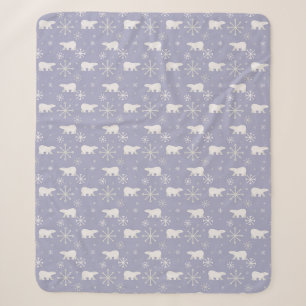 Christmas pattern with polar bears and snowflakes sherpa blanket