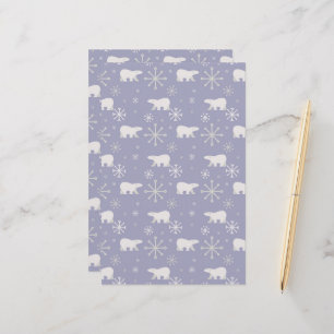 Christmas pattern with polar bears and snowflakes stationery
