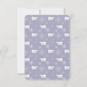 Christmas pattern with polar bears and snowflakes thank you card