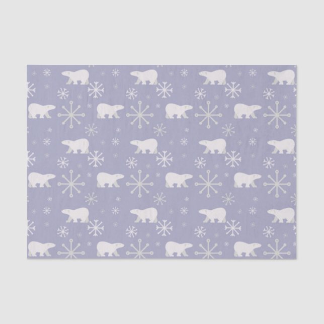 Christmas pattern with polar bears and snowflakes tissue paper (Front)
