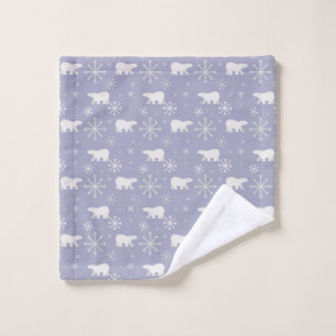 Christmas pattern with polar bears and snowflakes wash cloth