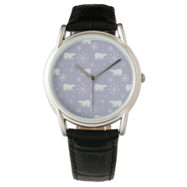 Christmas pattern with polar bears and snowflakes watch (Front)