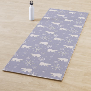 Christmas pattern with polar bears and snowflakes yoga mat