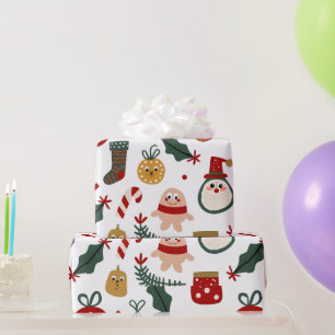 Christmas Pattern with Santa, Gingerbread Wrapping Paper