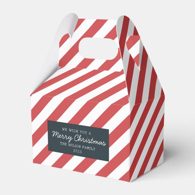 Christmas Pattern Xmas Gift Red Striped  Favour Box (Front Side)