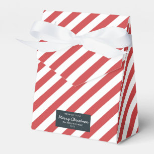 Christmas Pattern Xmas Gift Red Striped  Favour Box
