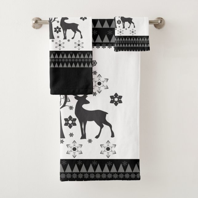 Christmas patterns bath towel set (Insitu)