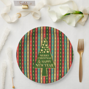 Christmas Patterns - Elegant and Chic tree design  Paper Plate