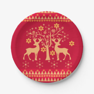 Christmas patterns paper plate