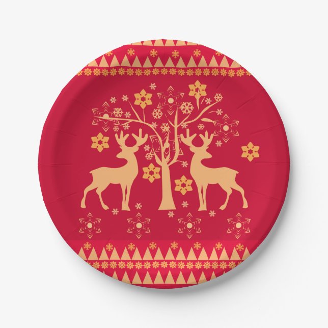 Christmas patterns paper plate (Front)