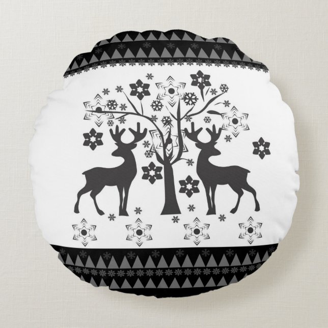 Christmas patterns round cushion (Front)