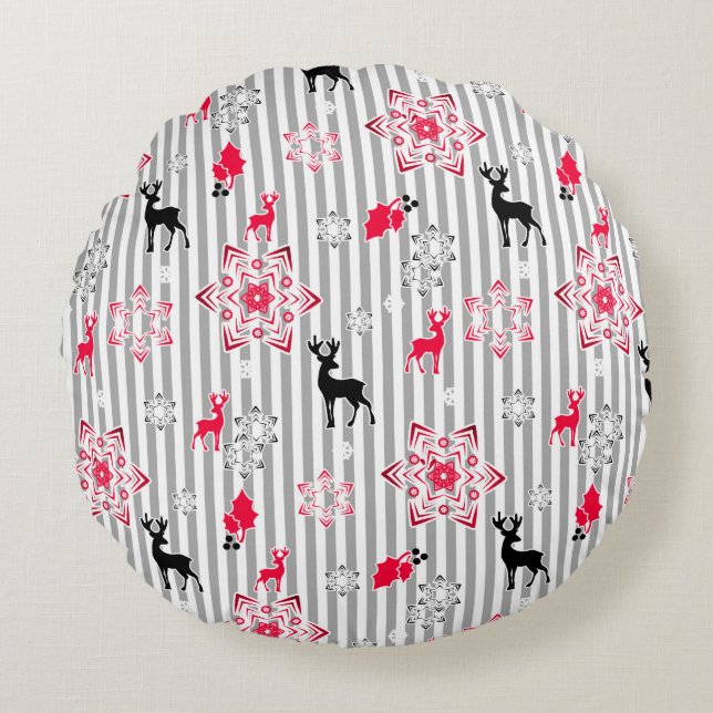 Christmas patterns round cushion (Front)