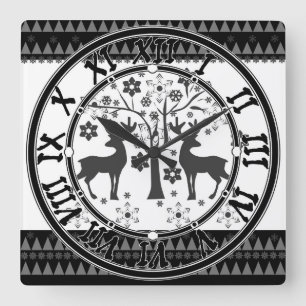 Christmas patterns square wall clock