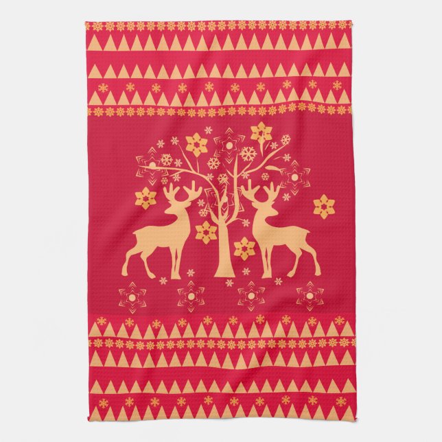 Christmas patterns tea towel (Vertical)