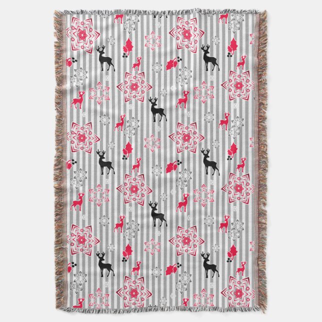 Christmas patterns throw blanket (Front Vertical)
