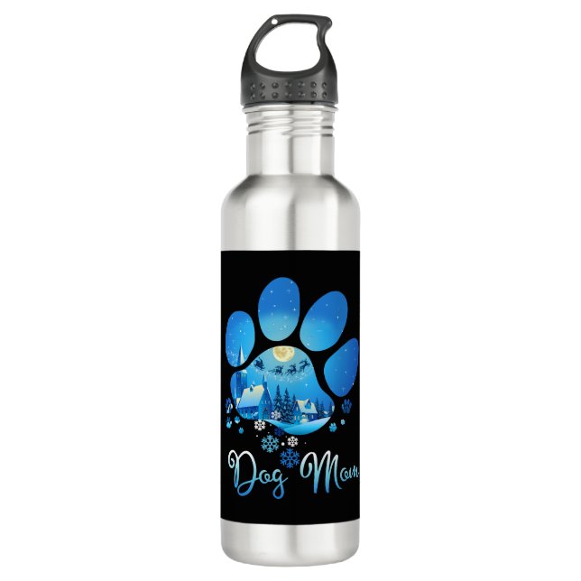 Christmas Paw Dog Mum 710 Ml Water Bottle (Front)
