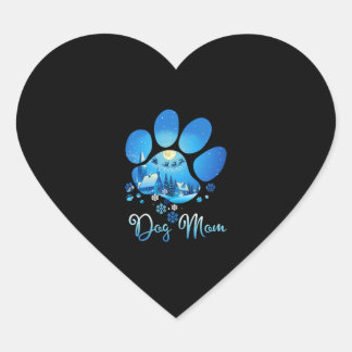 Christmas Paw Dog Mum Heart Sticker