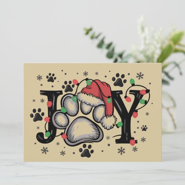 Christmas Paw Joy Gift Ideas Dog Mum Funny Holiday Card (Standing Front)