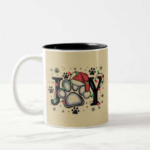 Christmas Paw Joy Gift Ideas Dog Mum Funny Two-Tone Coffee Mug