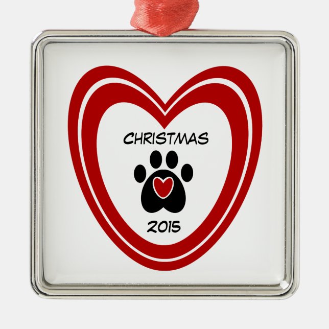 Christmas Paw Print Metal Tree Decoration (Front)
