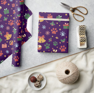 Christmas Paw Prints & Gifts Wrapping Paper