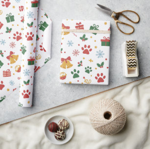 Christmas Paw Prints & Gifts Wrapping Paper