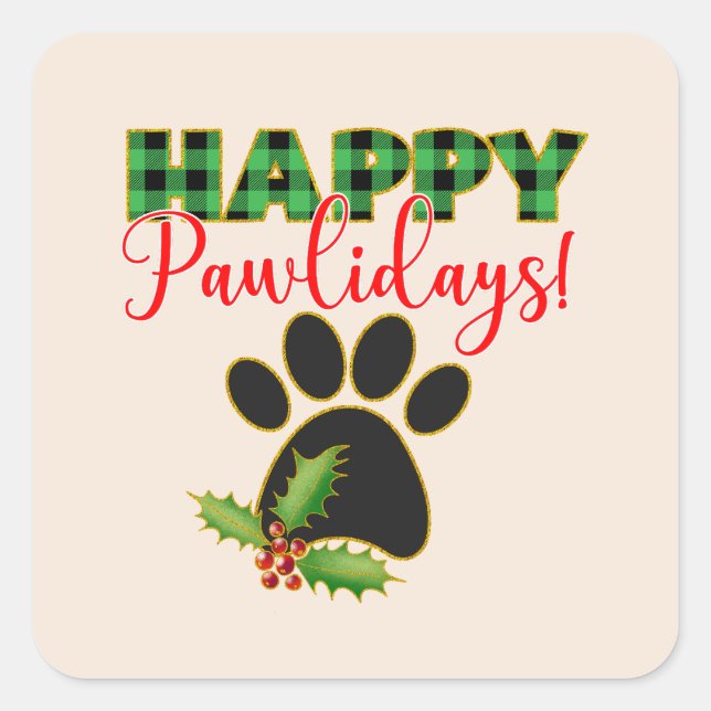 Christmas Pawliday | Happy Holiday for Dog Lover Square Sticker (Front)