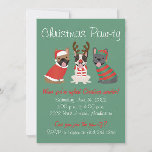 Christmas Pawty French Bulldogs Invitation