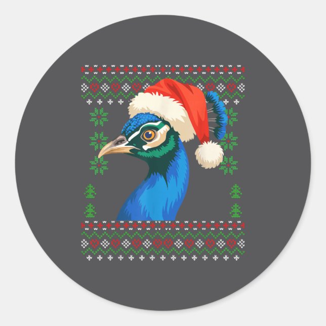 Christmas Pea Ugly Xmas Sweater  Classic Round Sticker (Front)