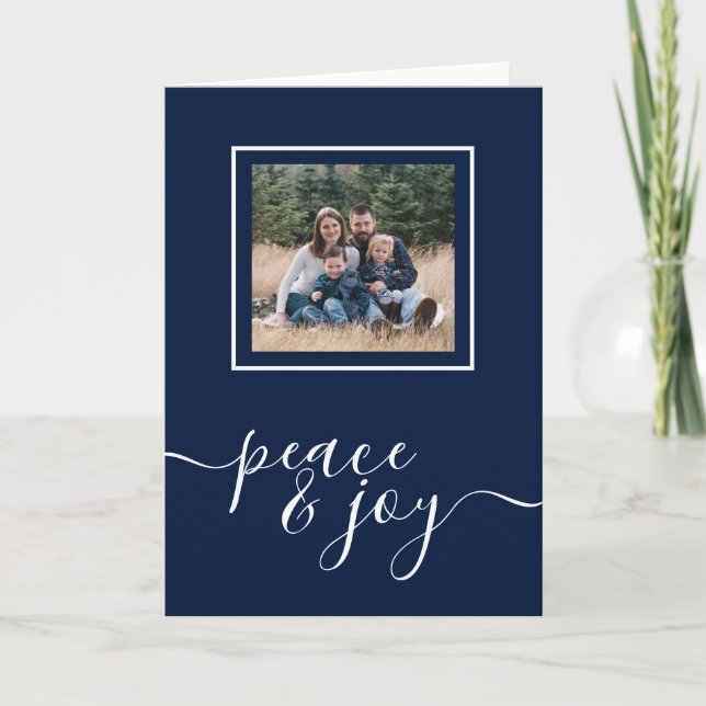 Christmas Peace and Joy Typography Holiday Photo (Front)
