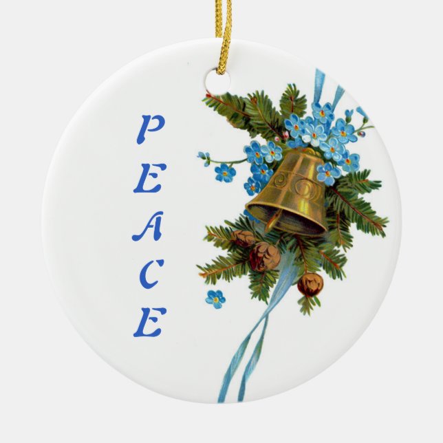 Christmas Peace Bell Ceramic Tree Decoration (Front)