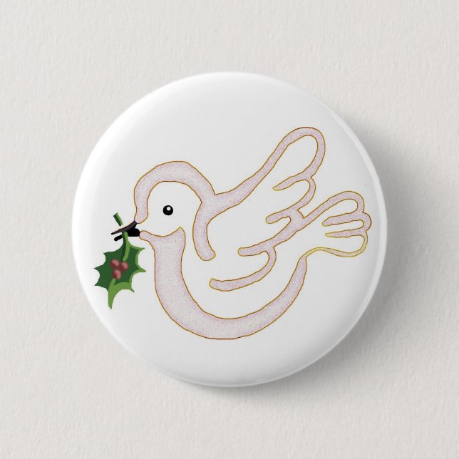Christmas peace dove 6 cm round badge (Front)