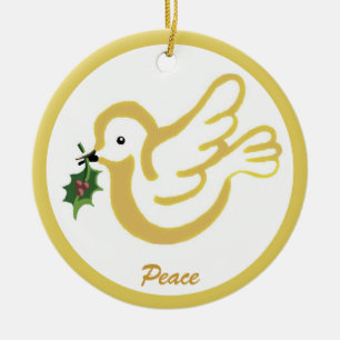 Christmas peace dove ceramic tree decoration