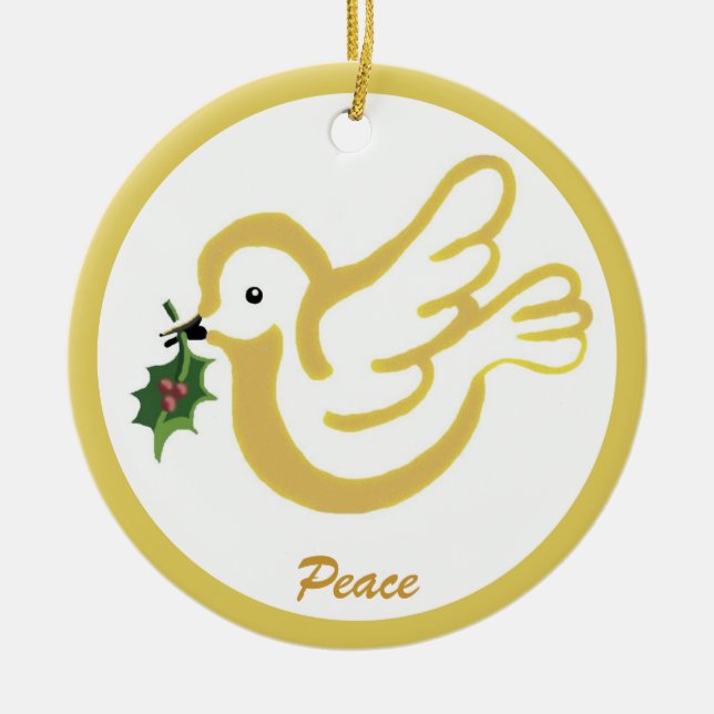 Christmas peace dove ceramic tree decoration (Front)