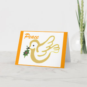 Christmas peace dove golden holiday card