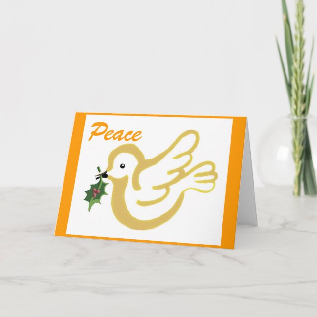 Christmas peace dove golden holiday card (Front)