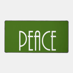 Christmas Peace Green Background Holiday Desk Mat