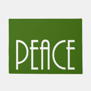 Christmas Peace Green Background Holiday Doormat