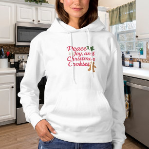 Christmas peace joy cookies quote red hoodie